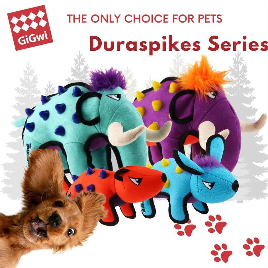 GiGwi Duraspikes Series — Durable Canvas Plush Dog Toy with TPR Spikes