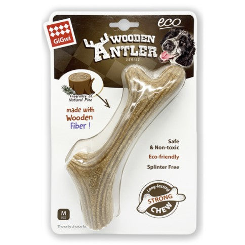 GiGwi Antler Wooden Chew Toy — Durable Natural Dog Chew Bone (4 Sizes)
