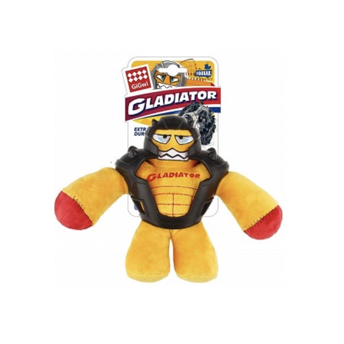 GiGwi Gladiator Series — Durable Plush Tug Toy with Squeakers (TPR Armour)