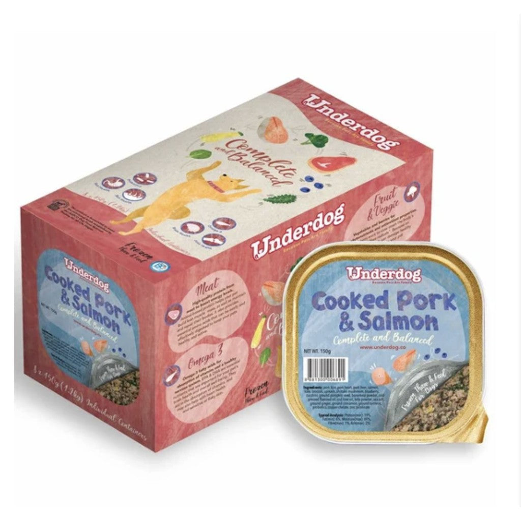 Underdog Cooked Frozen Dog Food — Pork & Salmon Complete Meal (1.2kg / 3kg)