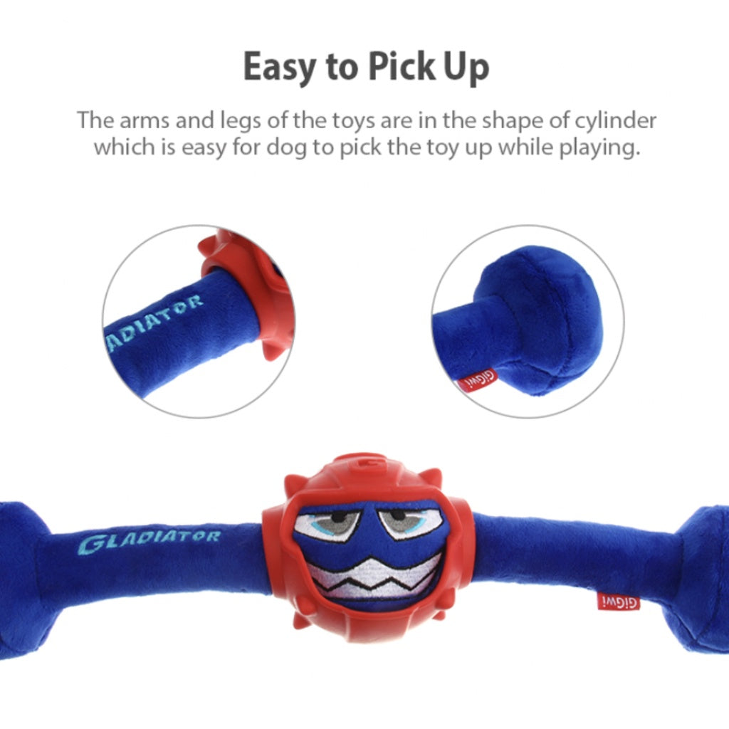GiGwi Gladiator Series — Durable Plush Tug Toy with Squeakers (TPR Armour)