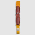 SPUTNIK Dog Collar — Yellow Herringbone Nylon & Genuine Leather (S/M/L)