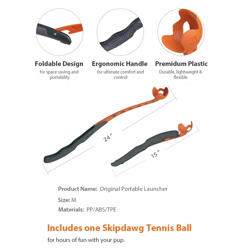 Skipdawg Ball Launcher — Hands-Free Fetch Toy (18"/24")