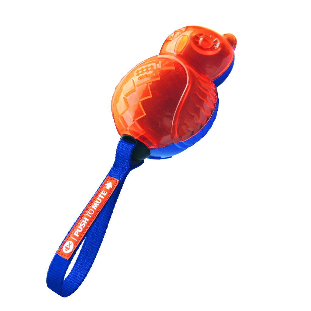 GiGwi Push to Mute Toy — Dinoball & Owl with TPR and Nylon Strap