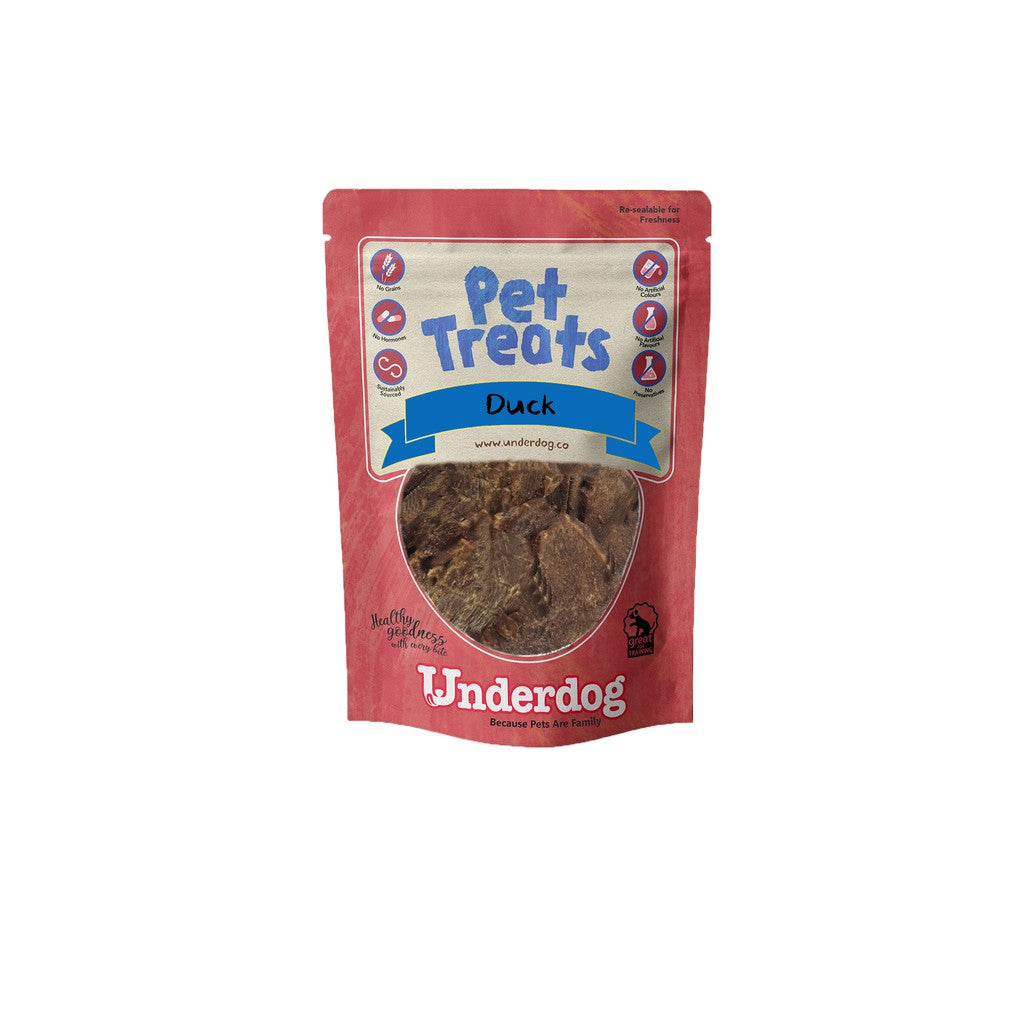 Underdog Duck Treats — Single Ingredient Air-Dried & Freeze-Dried for Pets (80g/50g)