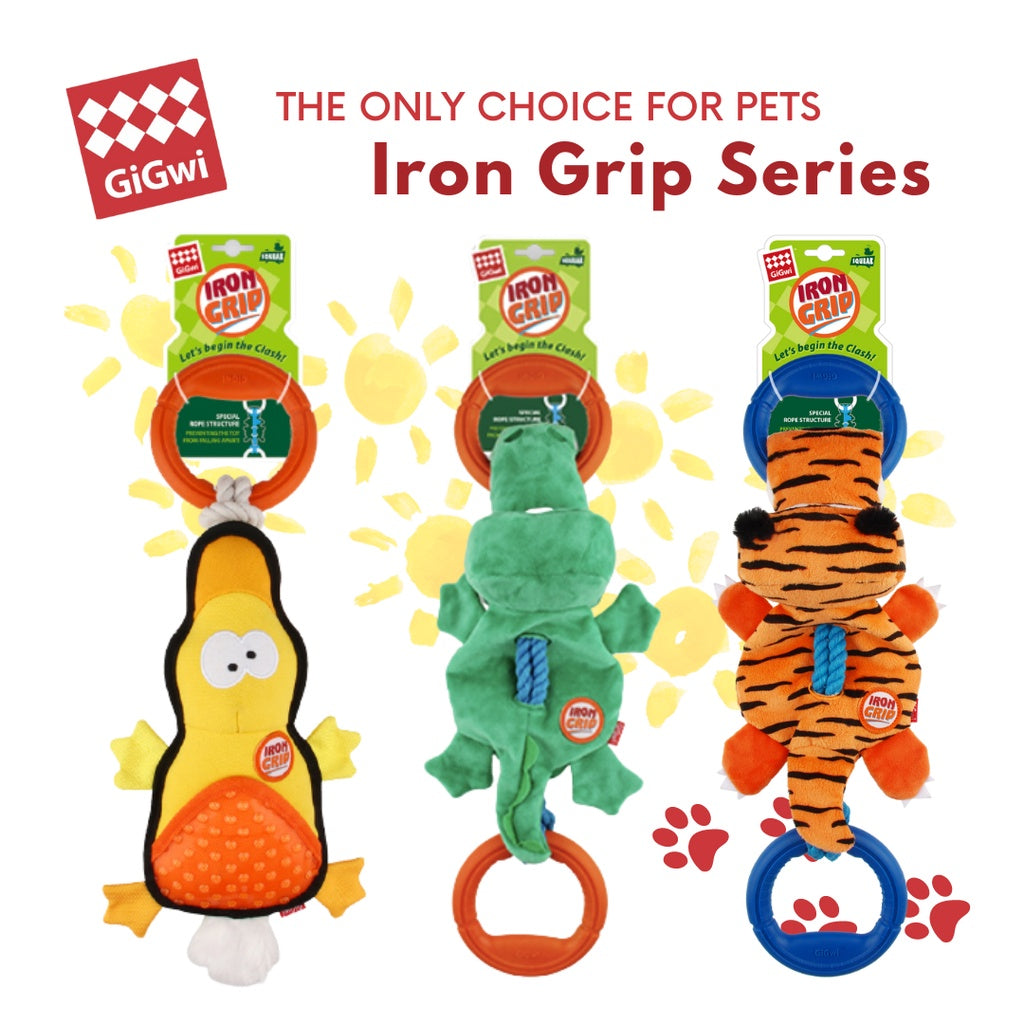 GiGwi Iron Grip Tug Toy — Durable Rope & Plush Design for Dogs