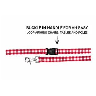 Dharf Cotton Dog Leash — Adjustable 85-140cm (Red Checker)