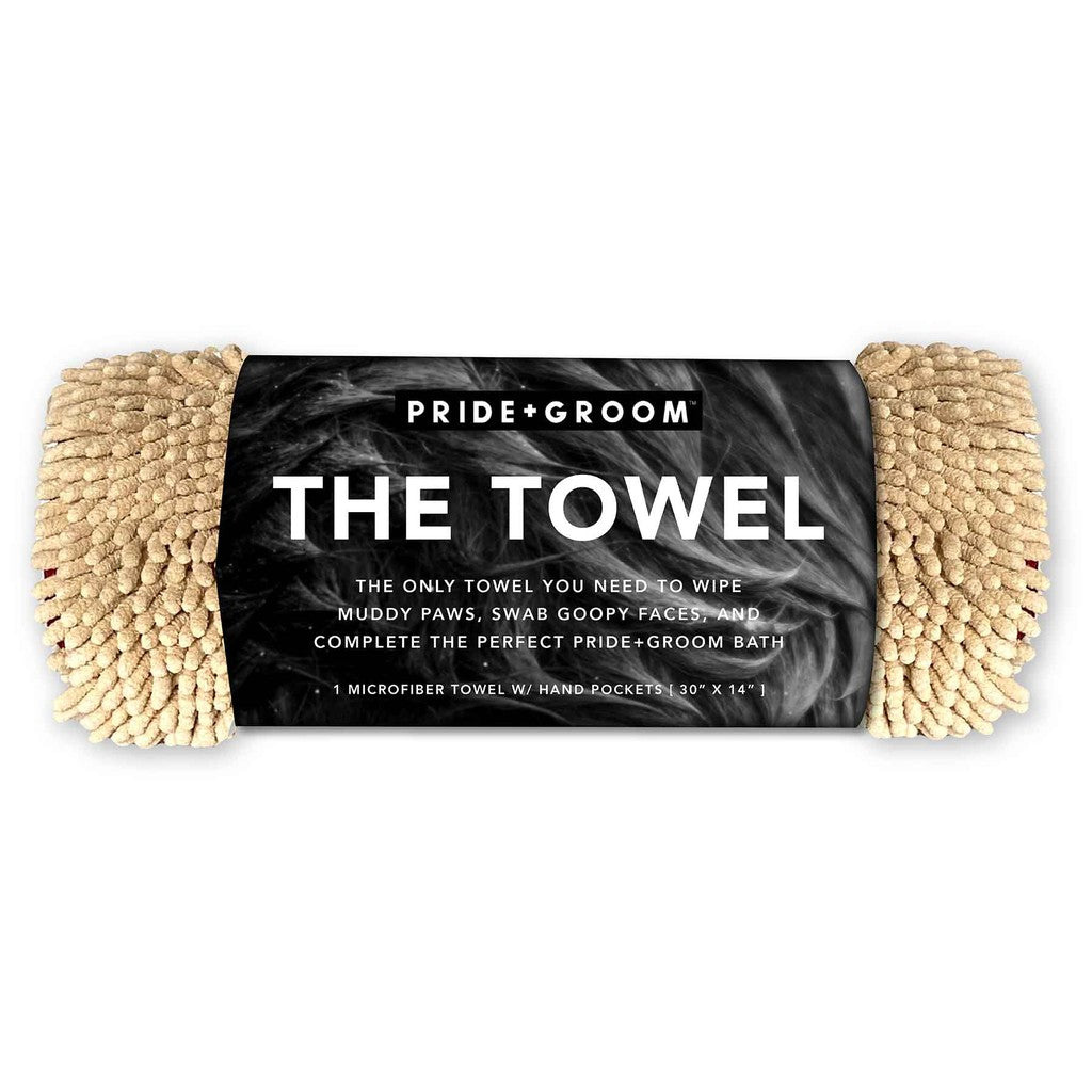 Pride+Groom The Towel — Microfiber Dog Towel with Hand Pockets (30x14 in)