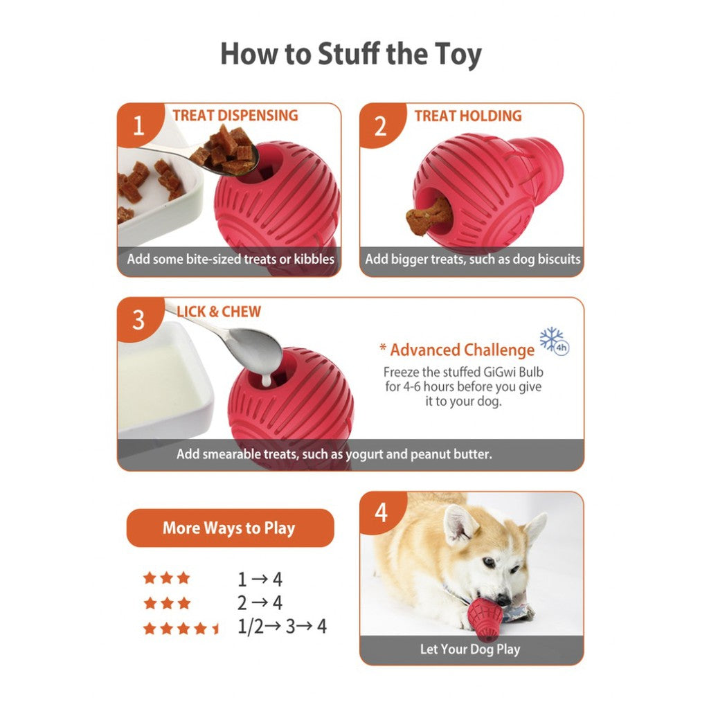 GiGwi Bulb Series – Interactive & Stuffable Dog Chew Toy (3 Sizes)