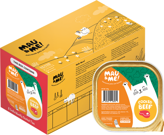 Mau&Me! Frozen Cooked/Raw Cat Food (8x150g-1.2kg Box)