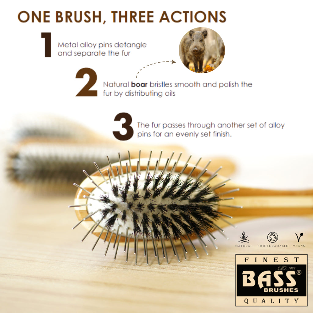 Bass Brushes Hybrid Groomer Pet Brush — Striped Finish