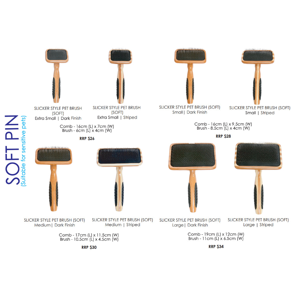 Bass De-Matting Slicker Brush — Soft & Firm Options (Size XS, S, M, L)