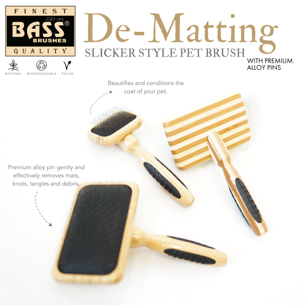 Bass De-Matting Slicker Brush — Soft & Firm Options (Size XS, S, M, L)