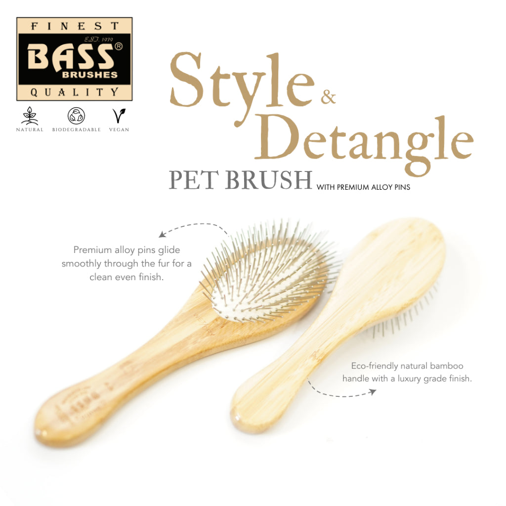 Bass Brushes Style & Detangle Pet Brush — Premium Alloy Pins (Size L, M, S)