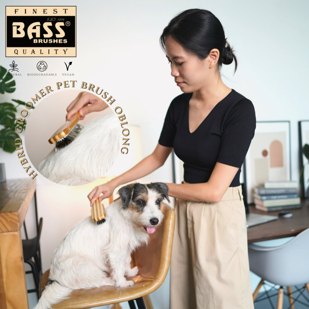 Bass Brushes Hybrid Groomer Pet Brush — Striped Finish