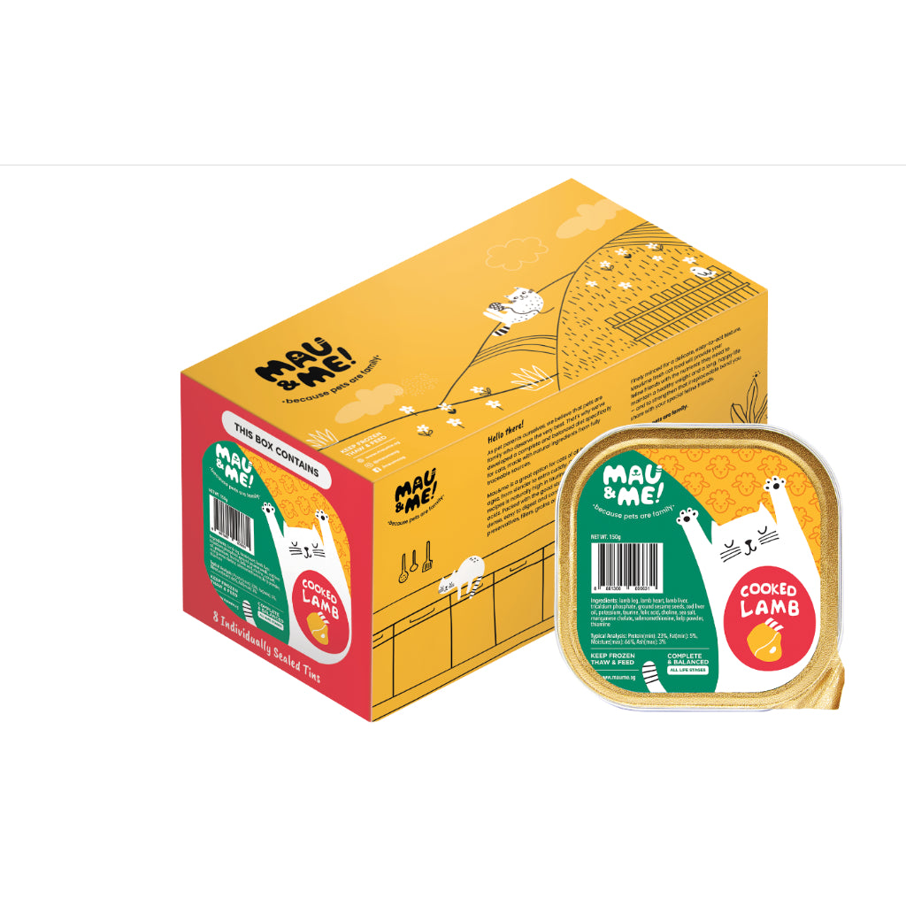 Mau&Me Frozen Cooked/Raw Cat Food — Fresh & High Protein (8x150g Box)