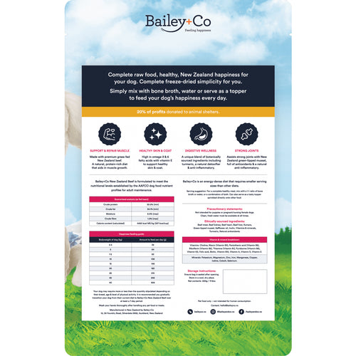 Bailey+Co New Zealand Grass-Fed Lamb — Freeze-Dried Raw Dog Food (500g/1.2kg)