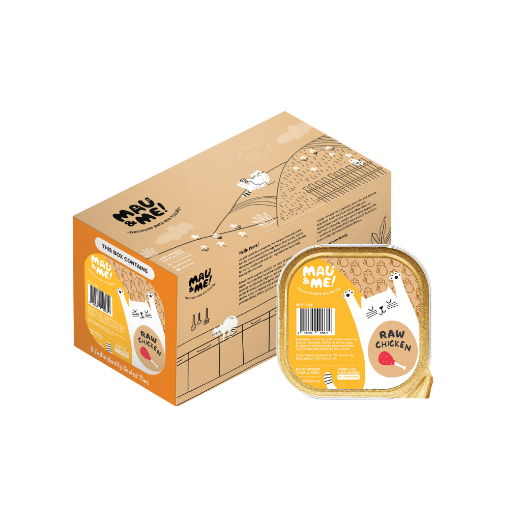Mau&Me Frozen Cooked/Raw Cat Food — Fresh & High Protein (8x150g Box)
