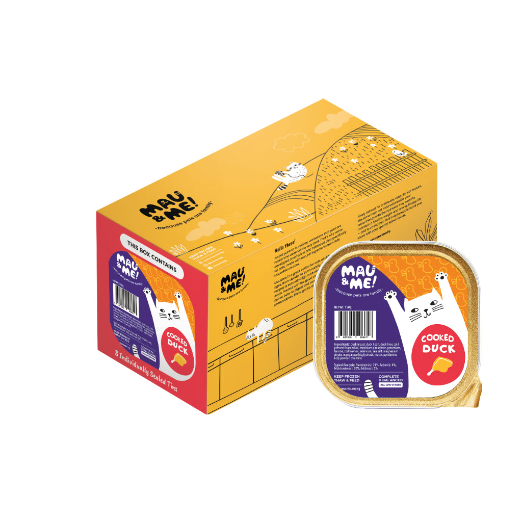 Mau&Me Frozen Cooked/Raw Cat Food — Fresh & High Protein (8x150g Box)