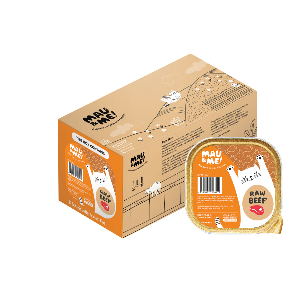 Mau&Me Frozen Cooked/Raw Cat Food — Fresh & High Protein (8x150g Box)