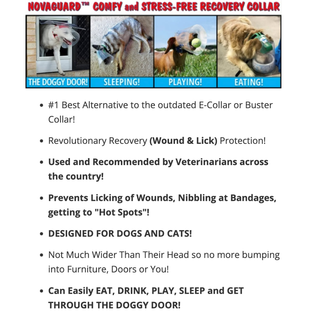 Provizor NovaGuard Recovery Cone Collar for Dogs & Cats — Alternative to E-Collar (7 Sizes)