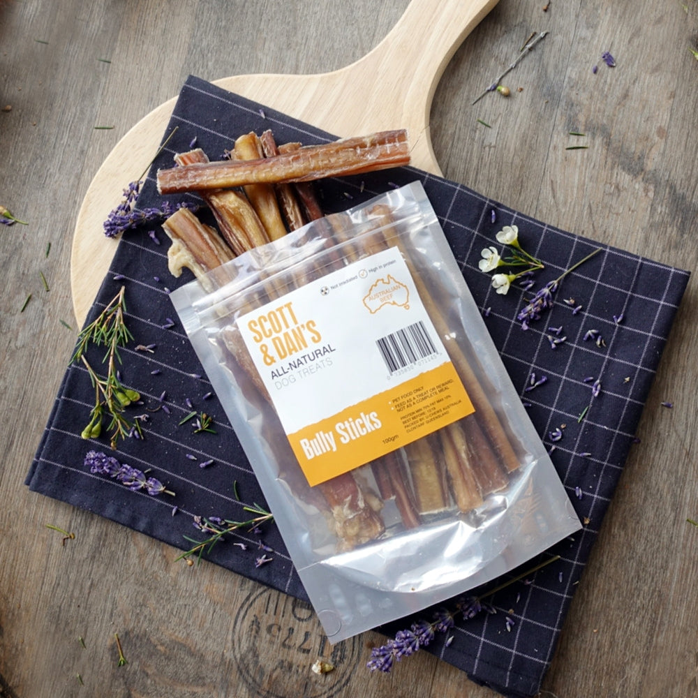 Scott & Dan's Bully Sticks — All-Natural Beef & Pork Dog Treats (100g-200g)