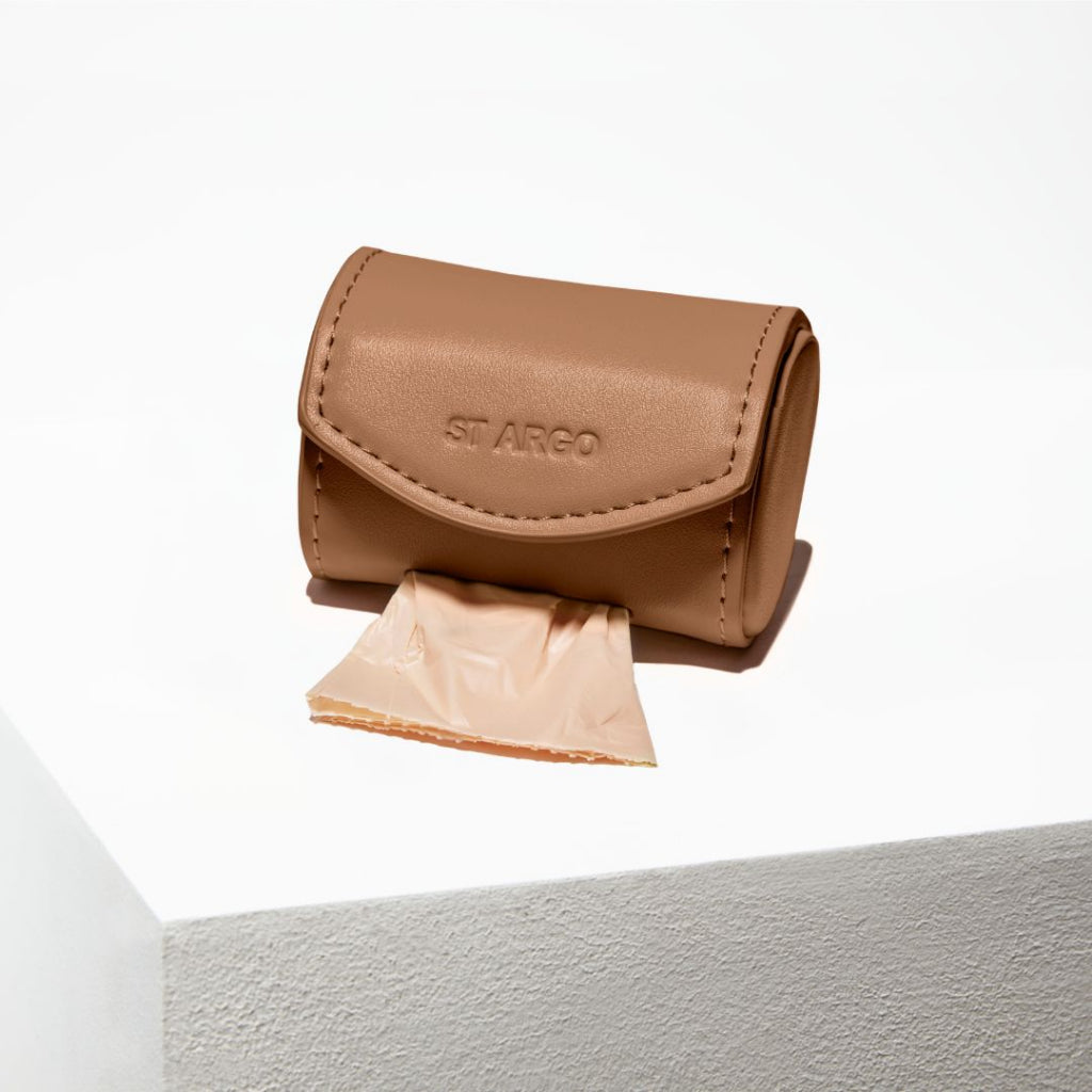 ST ARGO Poop Bag Holder — Vegan Leather Waste Bag Dispenser (Fits Standard Bags)