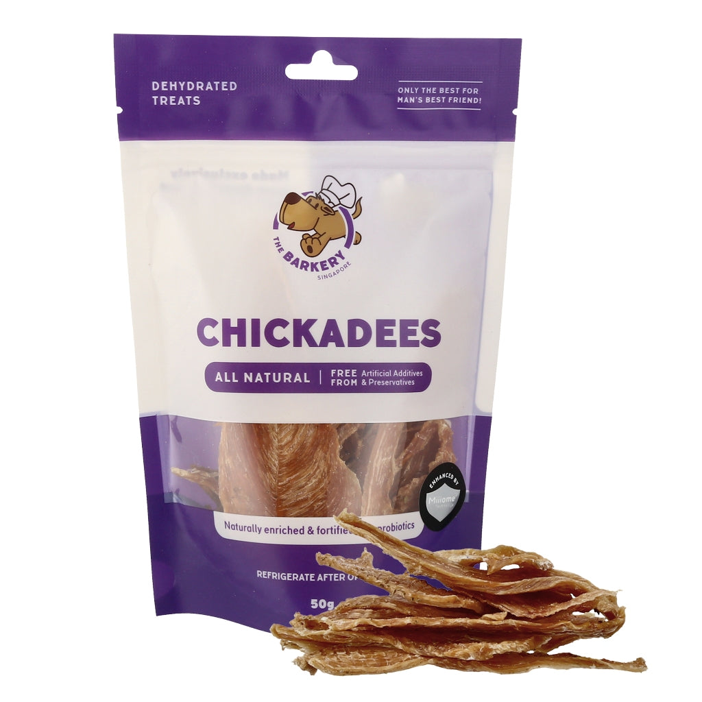 The Barkery Chickadee Dehydrated Treats — Probiotic Chicken for Dogs & Cats (50g/100g)