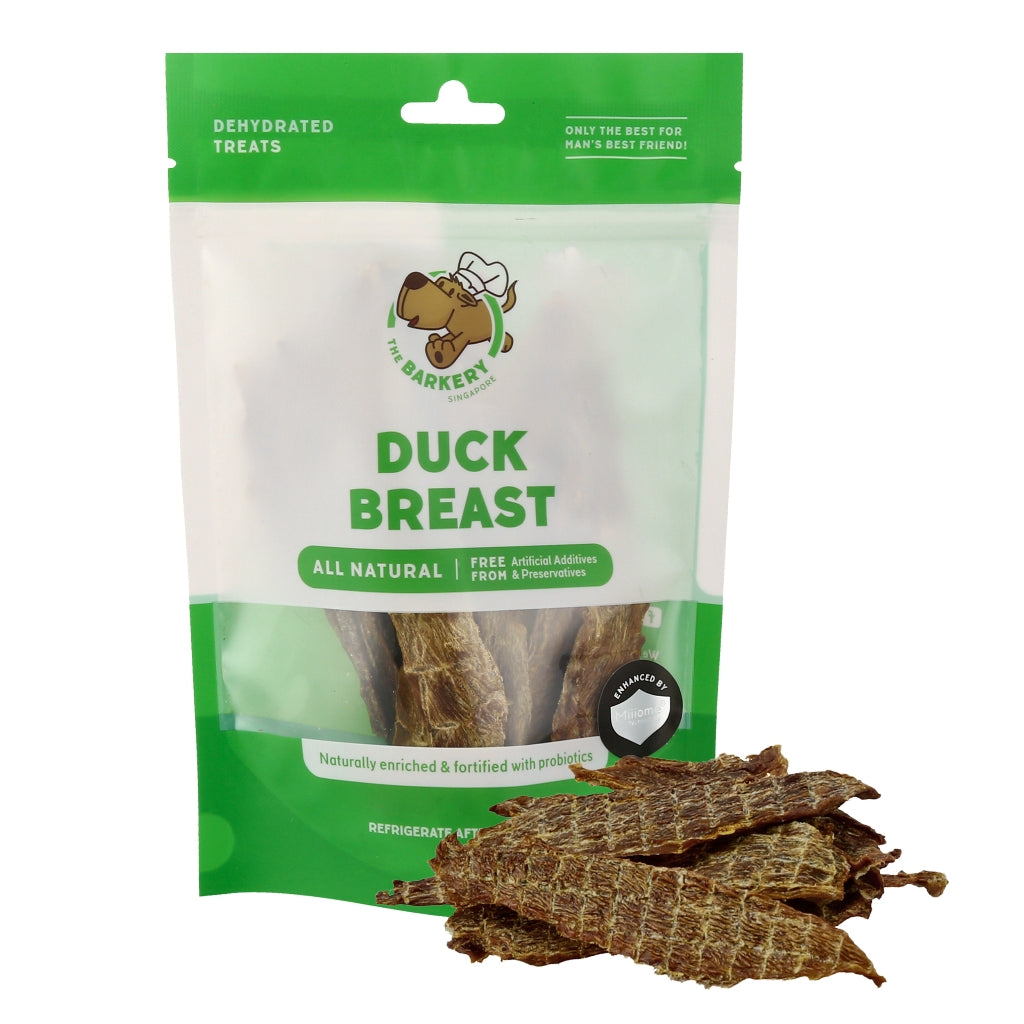 The Barkery Duck Breast Dehydrated Treats — Single Ingredient with Turmeric (40g/100g)