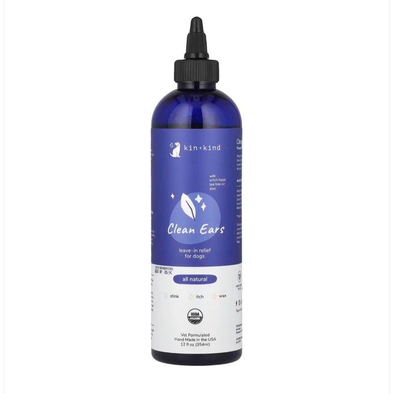 Kin+Kind Clean Ears Dog Ear Cleaner — Natural & Organic (118ml or 354ml)