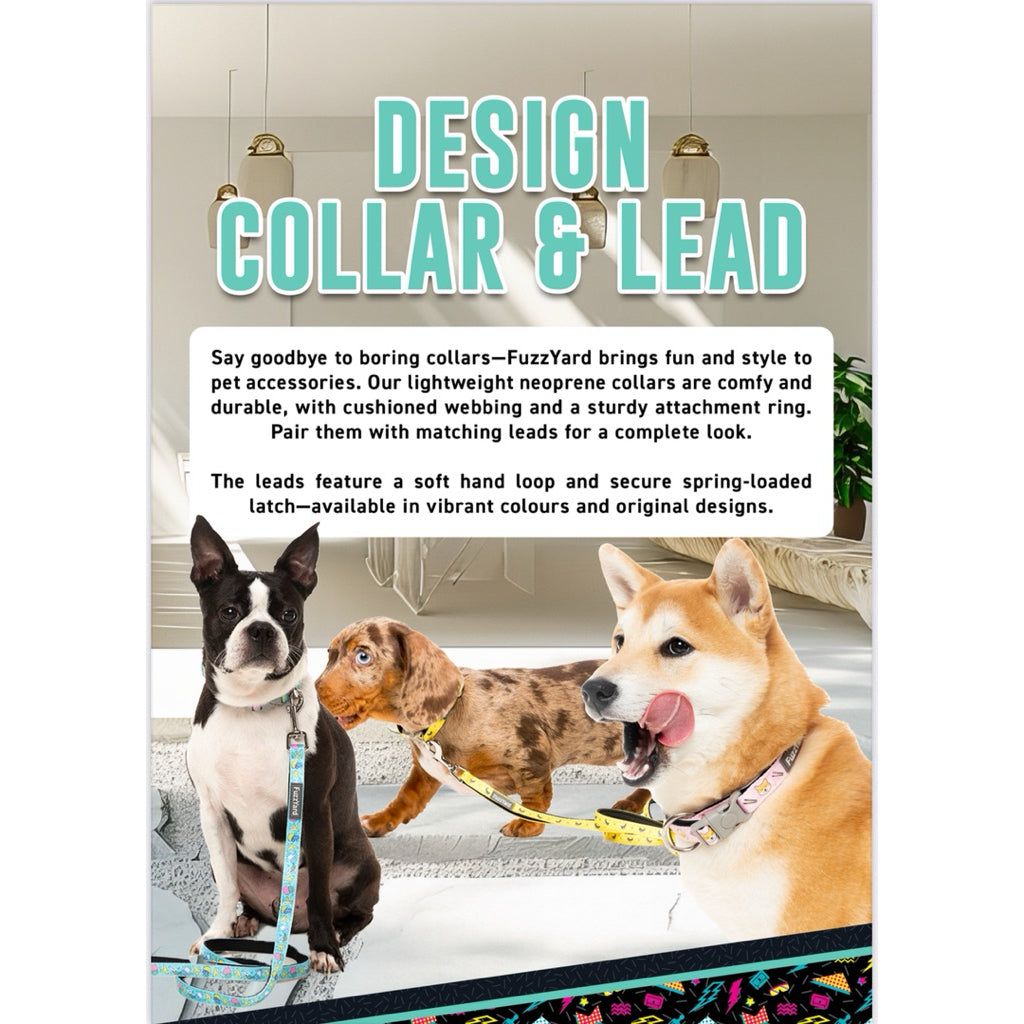 FuzzYard Design Leash — Lightweight Neoprene for Dogs & Cats (S/L)