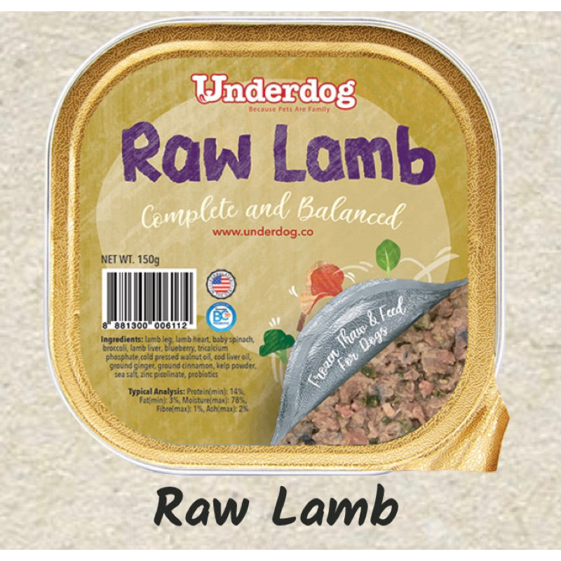 Underdog Raw Frozen Recipe for Dogs — 6 Flavours (1.2kg / 3kg)