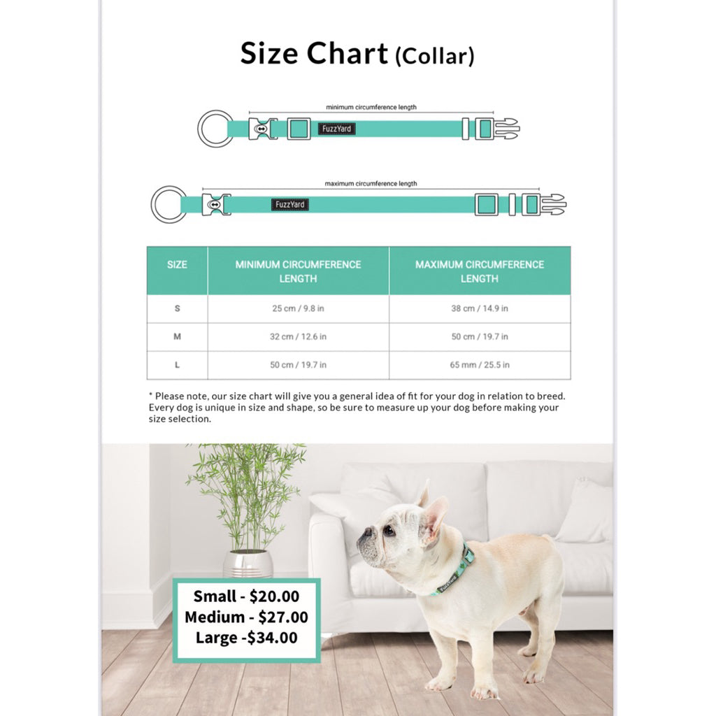 FuzzYard Design Pet Collar — Quick-Dry Neoprene (S, M, L)