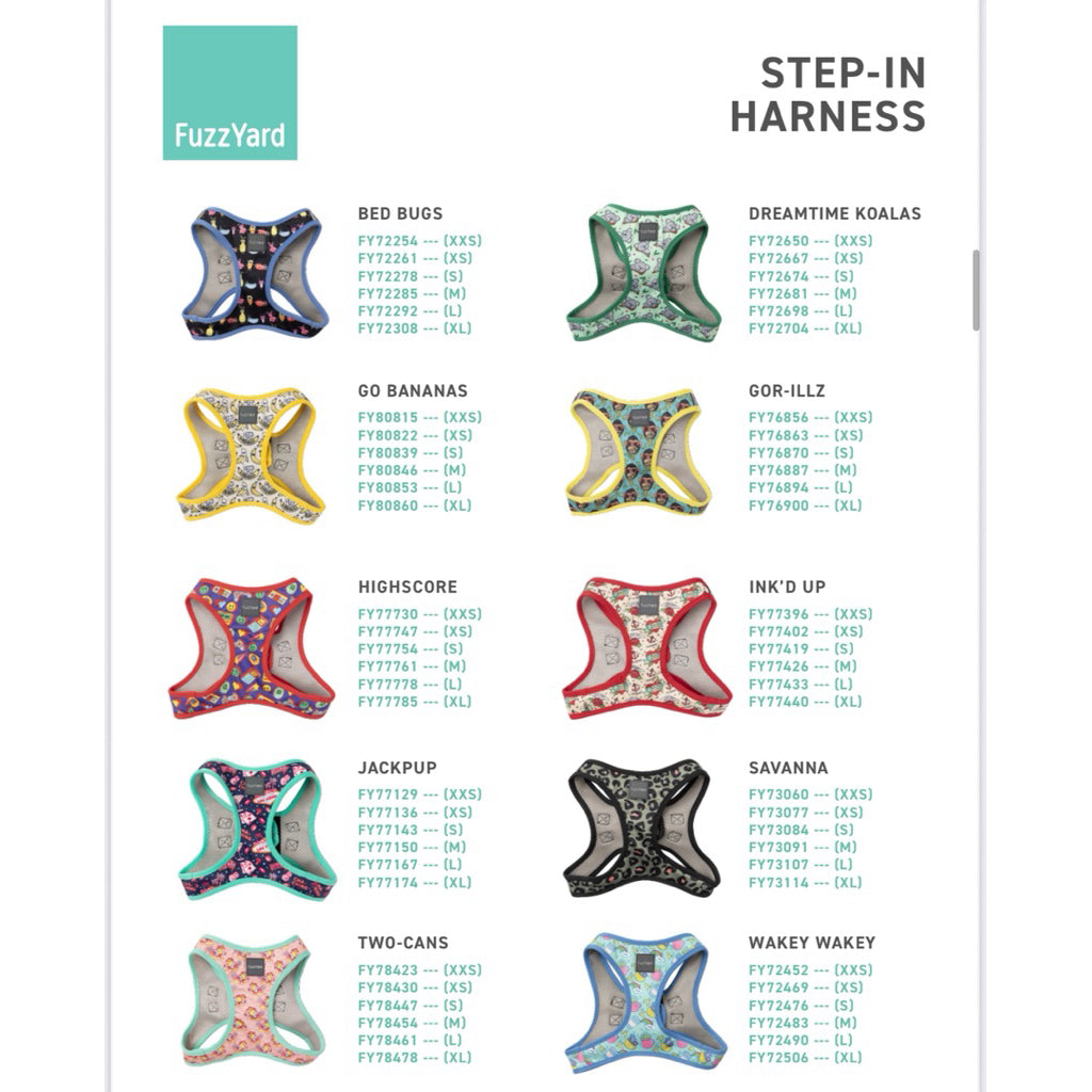 FuzzYard Step In Dog Harness — Easy No-Pull Design, 6 Sizes