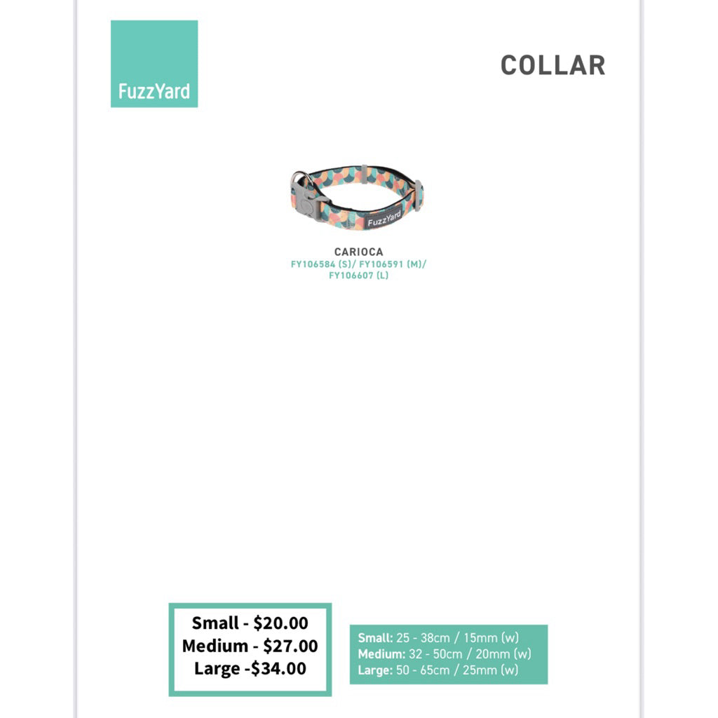 FuzzYard Design Pet Collar — Quick-Dry Neoprene (S, M, L)