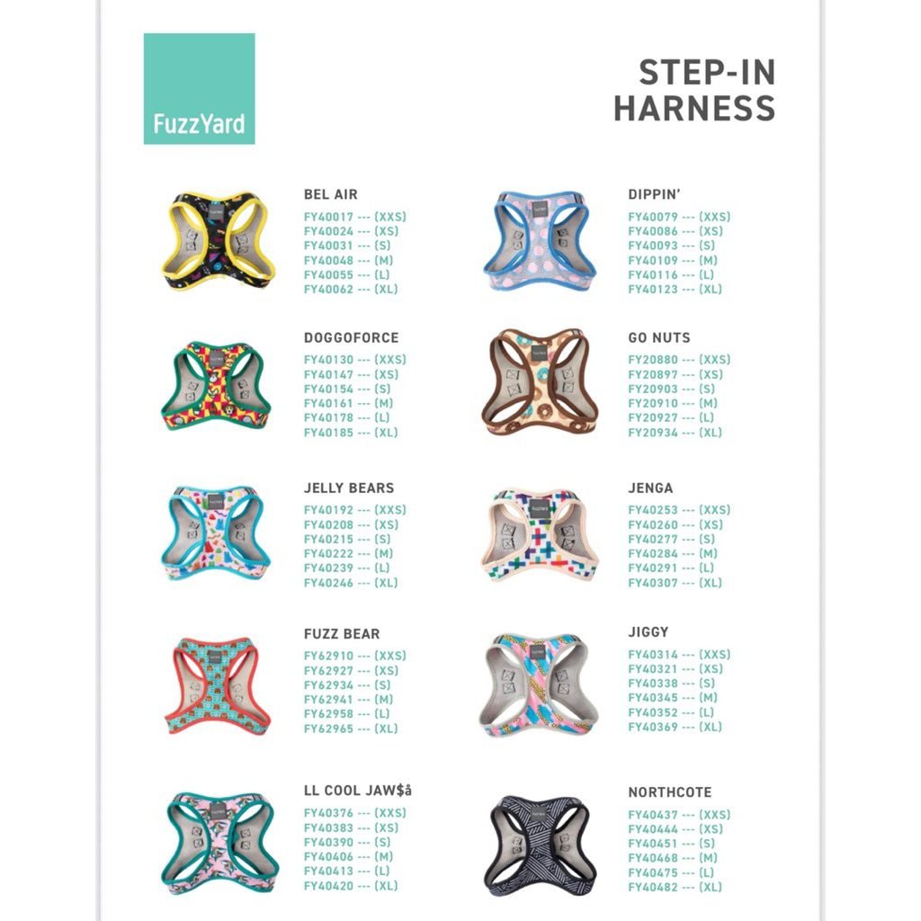 FuzzYard Step In Dog Harness — Easy No-Pull Design, 6 Sizes