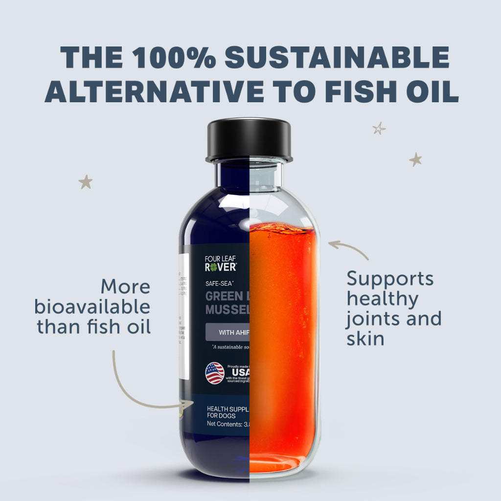 Four Leaf Rover Safe-Sea Green Lipped Mussel Oil — Omega-3 for Joints, Immune & Skin (3.8oz)