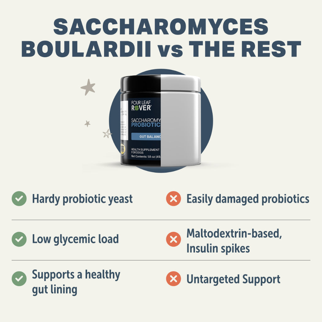 Four Leaf Rover Saccharomyces Boulardii — Yeast-Based Probiotic for Dogs (46.7g)