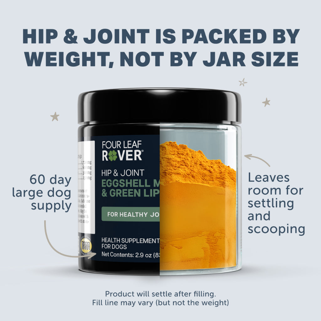 Four Leaf Rover Hip & Joint Eggshell Membrane Supplement — Natural Joint Support for Dogs (83g / 166g)