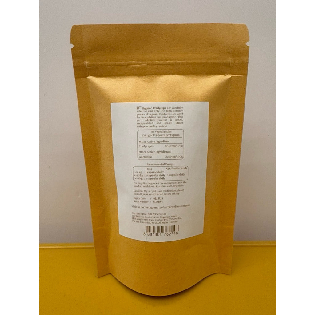 养™ Yo Organic Cordyceps TCM Supplement for Pets — Immune & Kidney Support (30/60 Caps)