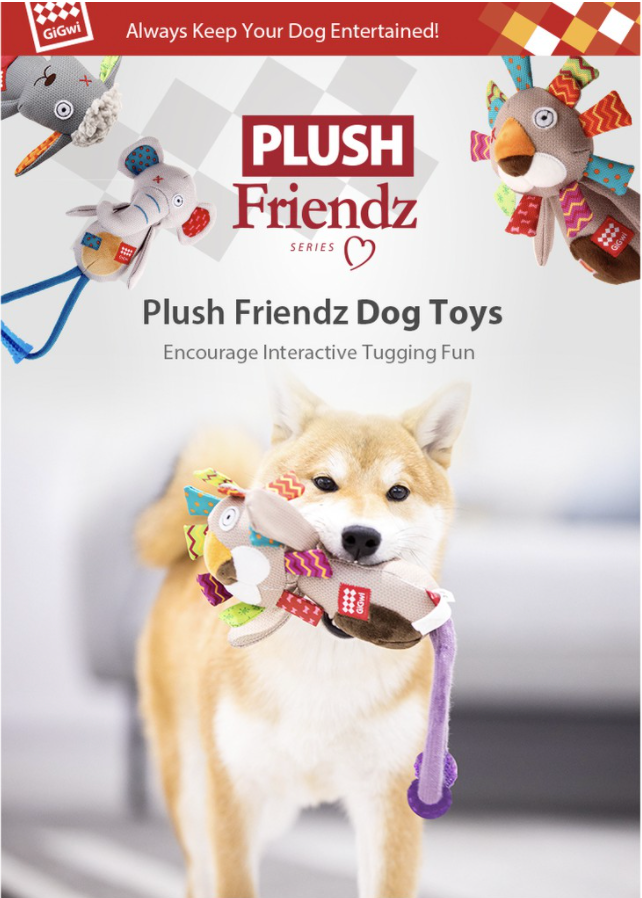 GiGwi Plush Friendz Series (TPR Stick) : Chew Tug Pet Toys