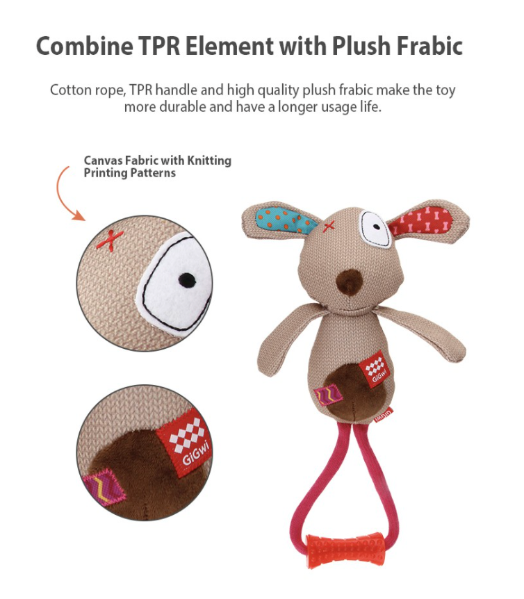 GiGwi Plush Friendz Series (TPR Stick) : Chew Tug Pet Toys