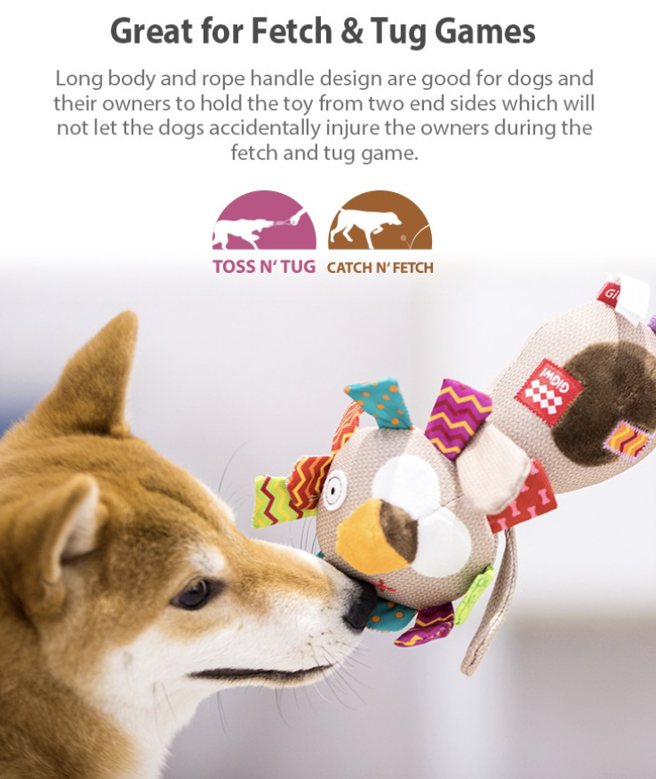 GiGwi Plush Friendz Series (TPR Stick) : Chew Tug Pet Toys