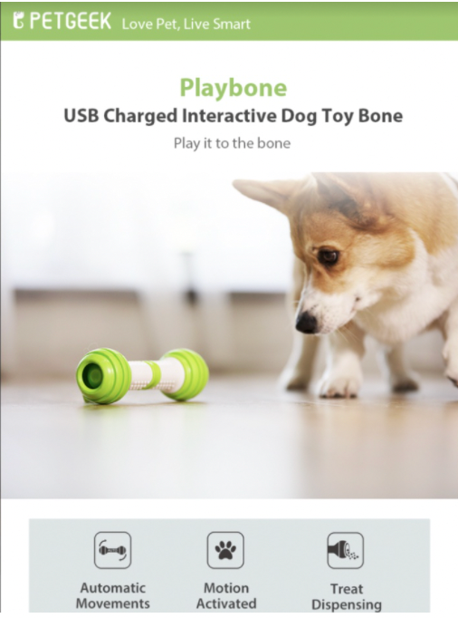 PETGEEK Interactive Dog Bone Toy, Automatic Dog Chase Toy, Electronic Dog Toys for Medium/Large Dog Boredom USB Rechargeable Safe Material PC & TPU