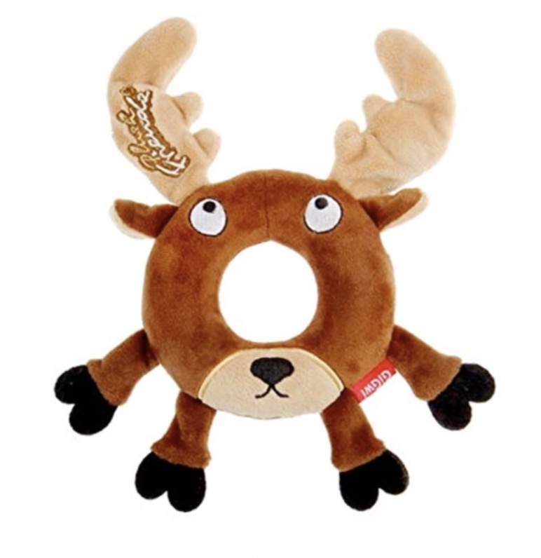 GiGwi Plush Friendz Ring Series: Interactive, Durable Dog Toys (Bear/ Deer)