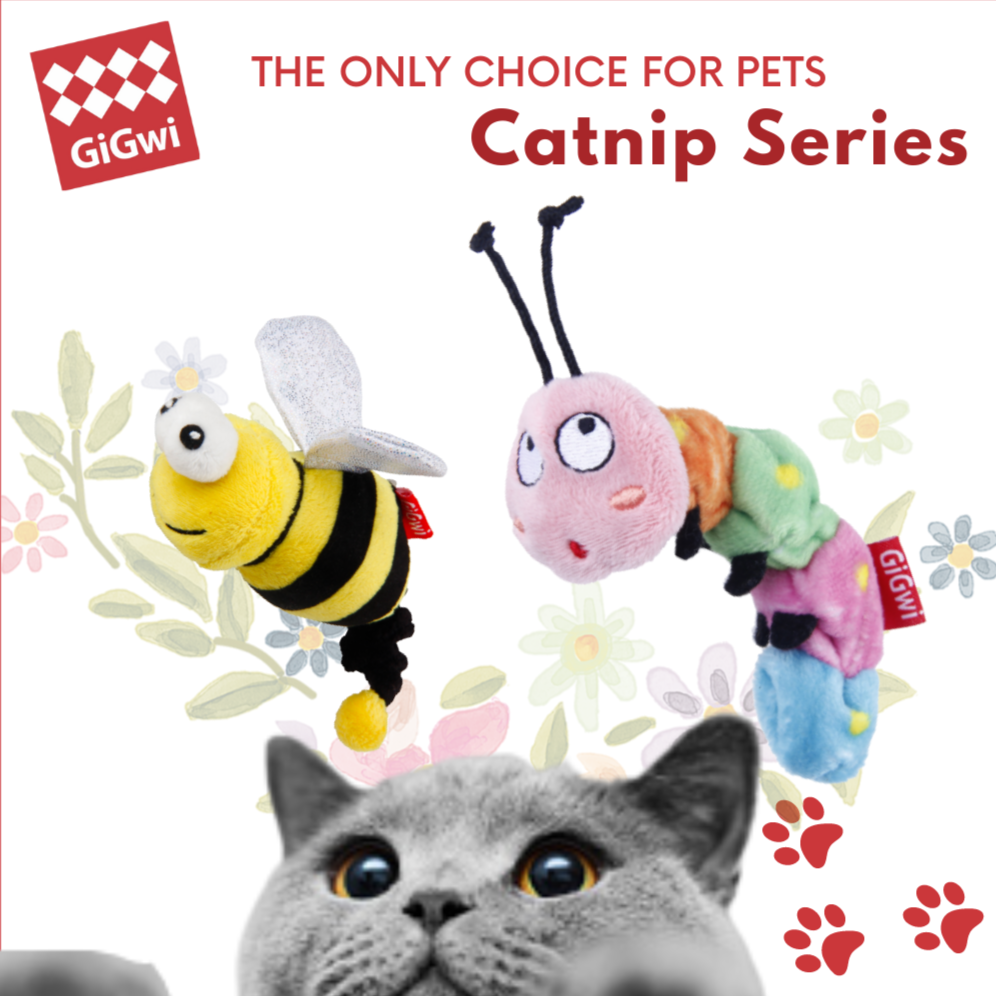 GiGwi Catnip Series: Interactive Electric Simulation Bee and Thrist Catnip Catepillar for cats